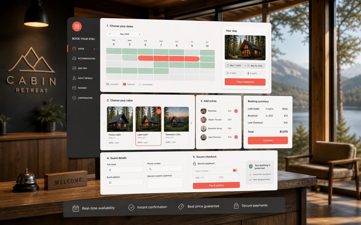 Custom Booking Engine system for an independent hospitality property