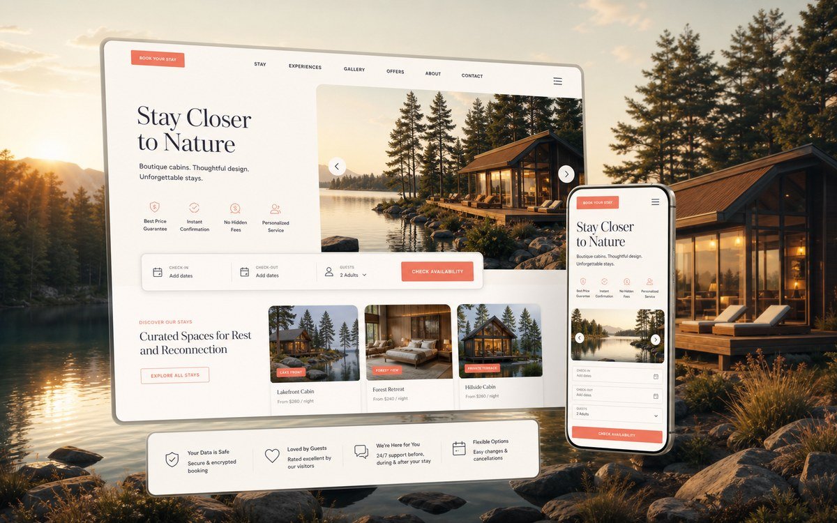 Direct Booking Website system for an independent hospitality property