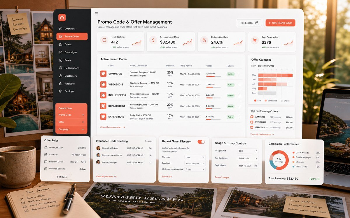 Promo Code & Offer Management system for an independent hospitality property