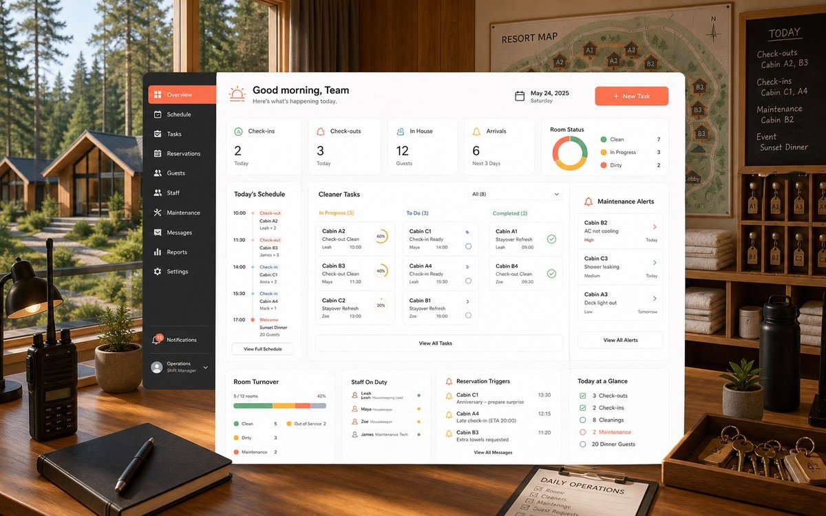 Staff & Cleaner Coordination system for an independent hospitality property